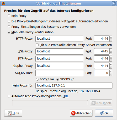 Proxy-Einstellungen fr I2P